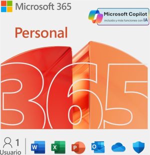 Microsoft 365 Personal - Descarga Digital/ESD, 1 Usuario, Hasta 5 Dispositivos Simultáneos 1 Año Windows 10 MacOS Android iOS